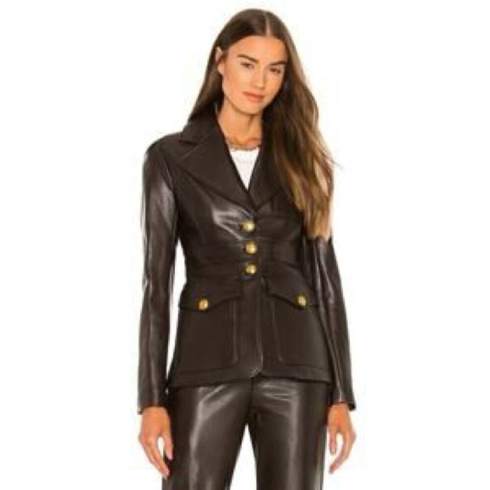 A.L.C. alc amelia vegan leather jacket blazer button closure faux vegan leather - Picture 5 of 9